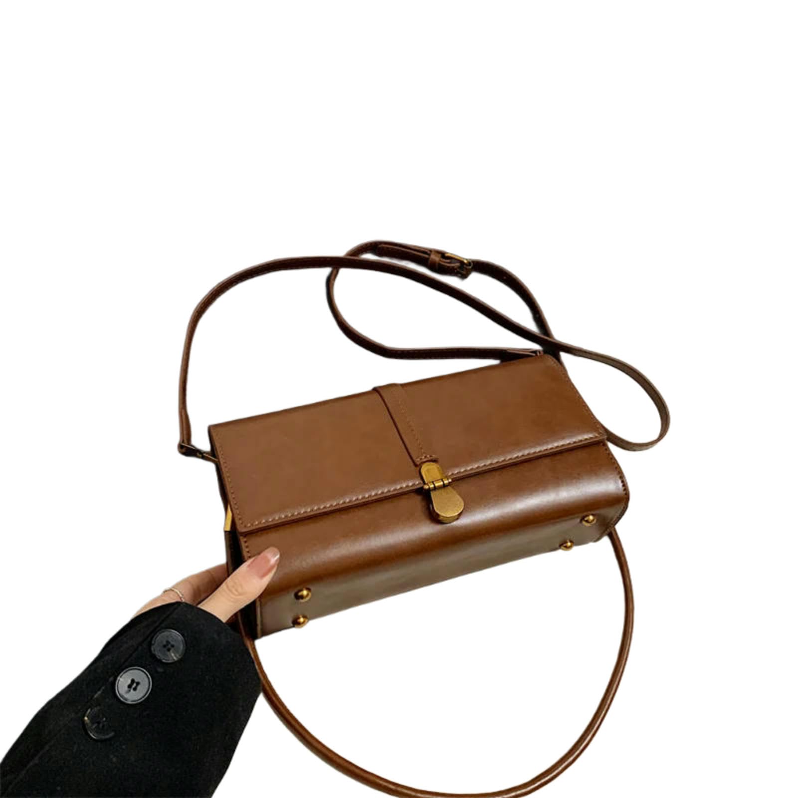 Torba retro z klapką ze skóry PU, mała kwadratowa designerska torebka na ramię, luksusowa torba kurierska dla kobiet