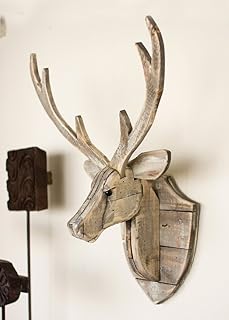 BLACK FOREST DECOR Recycled Wood Deer Head Wall Hanging – Rustic Distres...