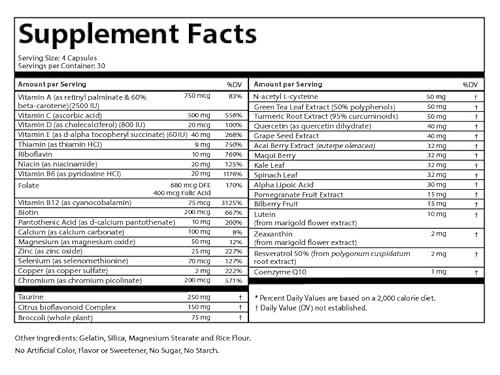 Doctor's Advantage Daily Shield Multivitamin-Green Tea Extract & Bilberry- Antioxidant Supplement To Fight Free Radical Damage & Support Immune System For Optimal Health–Organic, Non-Gmo-120 Capsules  #TOP1