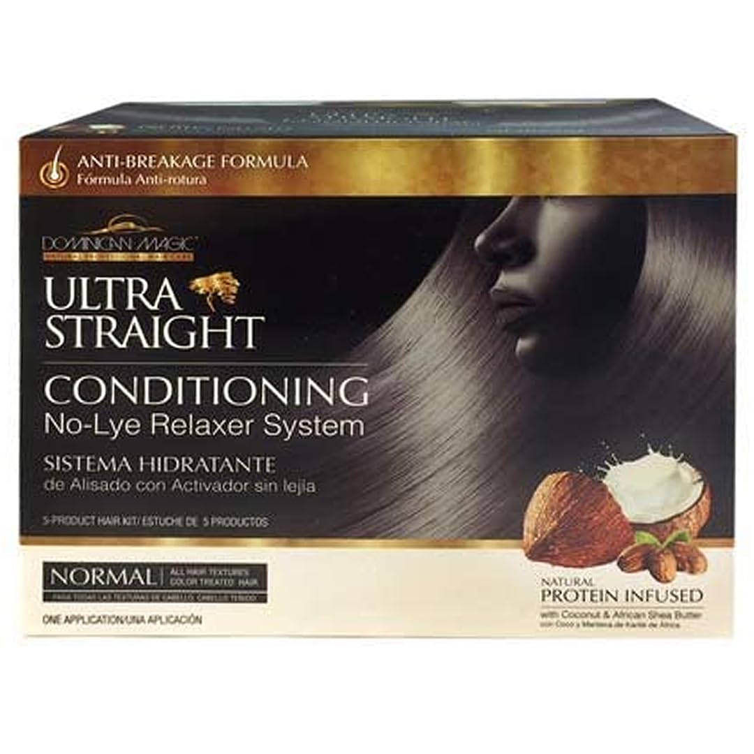 Dominican Magic Ultra Straight No Lye Hair Relaxer – Gentle Formula for Smooth, Frizz-Free, and Straight Hair – 7.4oz, Normal Strength, Professional Grade Relaxer