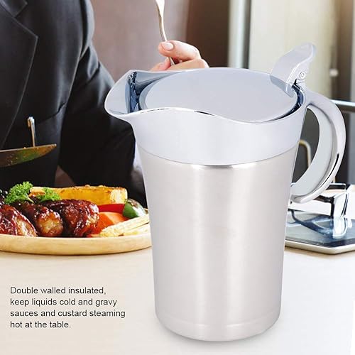 Miniatura 3 de Olla de salsa, bote de salsa de doble aislamiento, acero inoxidable 304, con aislamiento térmico, doble pared, salsa, bote para servir (25.4 fl oz)