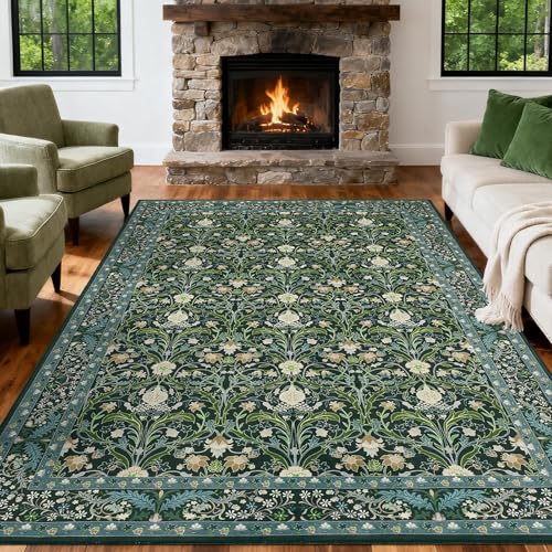 Tapete floral lavable 8x10 para sala de estar