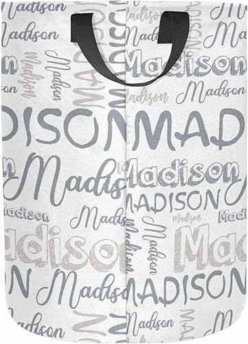 Miniatura 2 de MyPupSocks Cestas de lavandería personalizadas, cesta de ropa blanca perla y gris, cesta de almacenamiento de ropa con asa para baño, sala de estar,