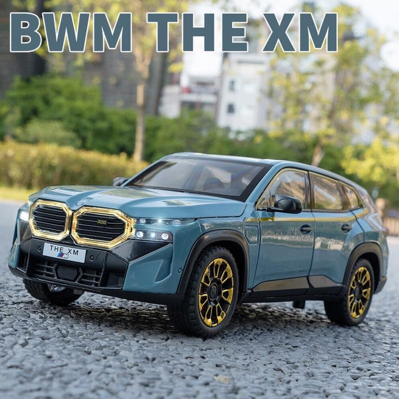 Image of 1:24 BMW XM Model Car Alloy Diecast Pull Back Toy with Lights & Music Openable Doors Metal Sports Car for Kids & Collectors Realistic Design Gift for Boys & Girls (Blue)
