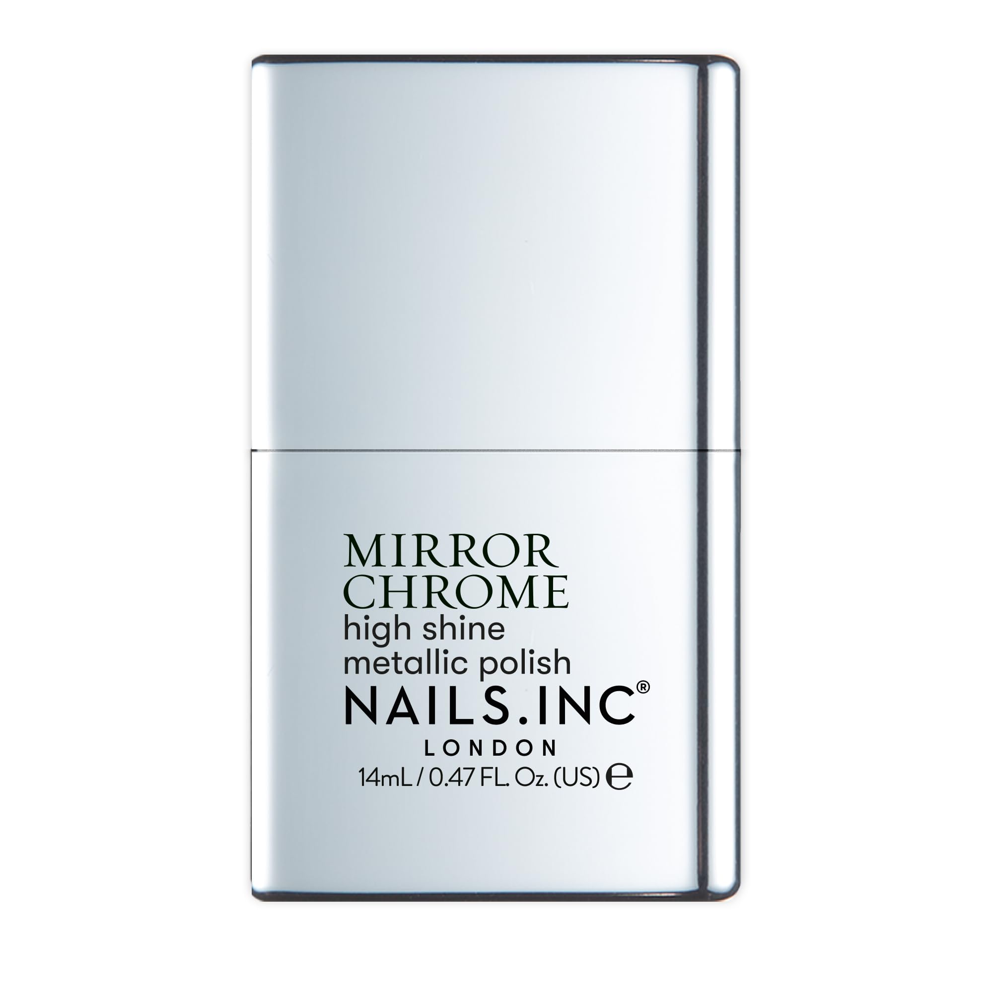 Nails Inc Silver Served, Silver, Metallic Mirror Chrome, No Chip, Long Lasting, Quick Dry, Air Dry, Professional Manicures & Pedicures, Fingernails & Toenails, Vegan Nail Polish, 14 ML