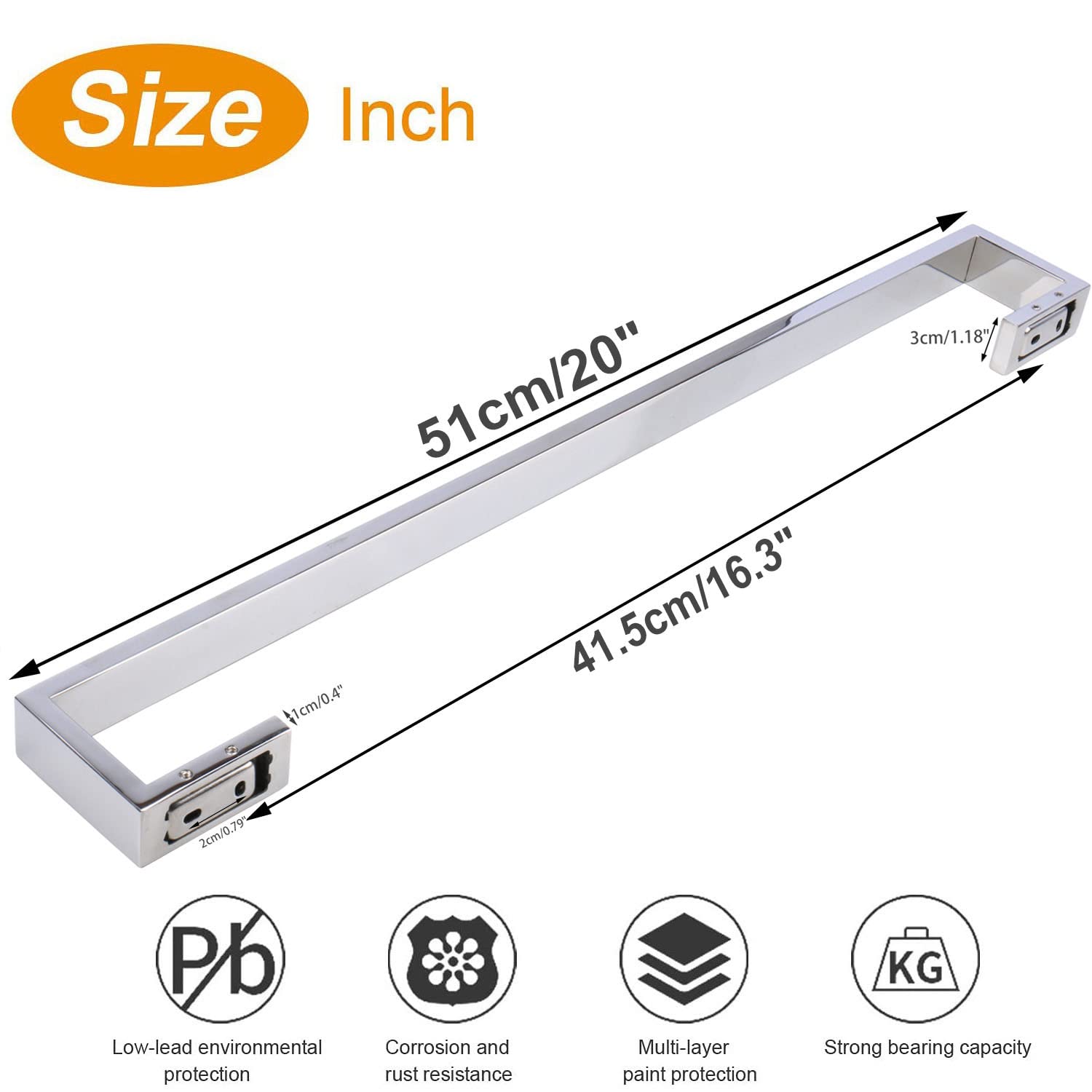 Etagère Murale - Acier Inoxydable - Carrée - Porte-serviettes - 20 Cm