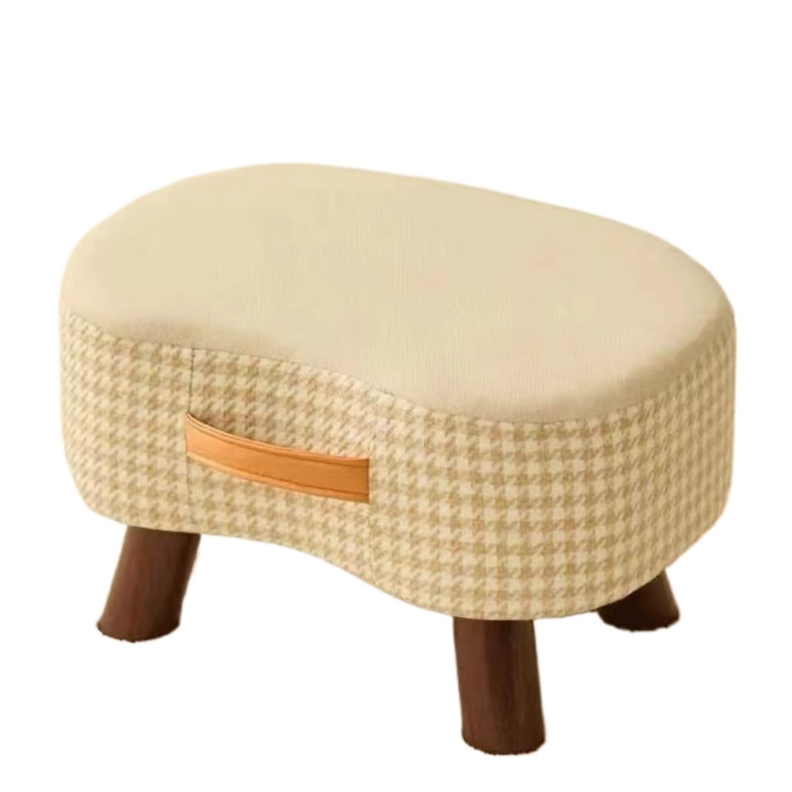 Pouf Poggiapiedi Pouf Imbottito Morbido con Gambe in Legno Motivo for La Casa Accessorio per Casa(Beige)