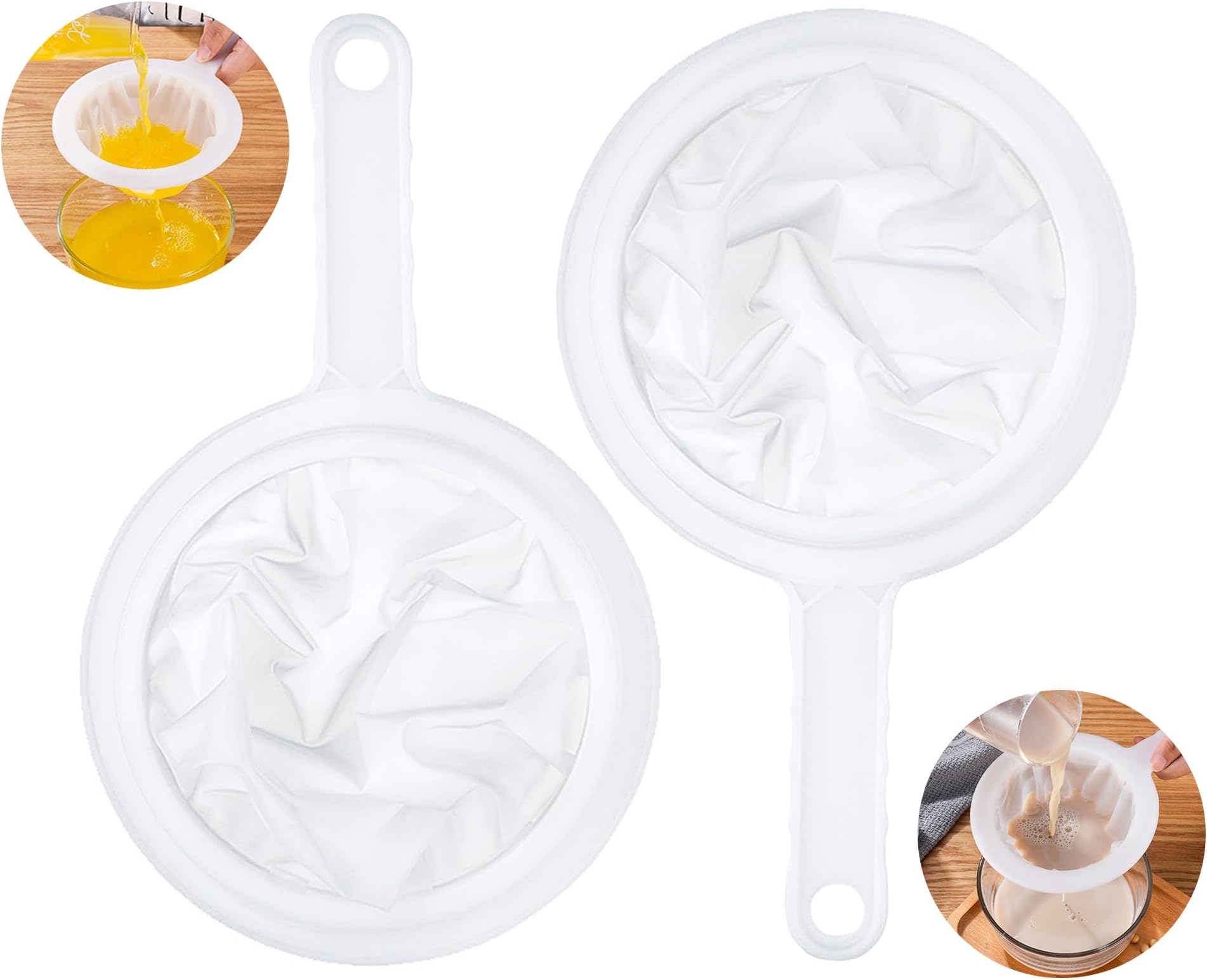Filtre Alimentaire Nylon, Tamis Fin Poignée 100 Mesh Cuisine, Tamis Plastique Jus Lait Café