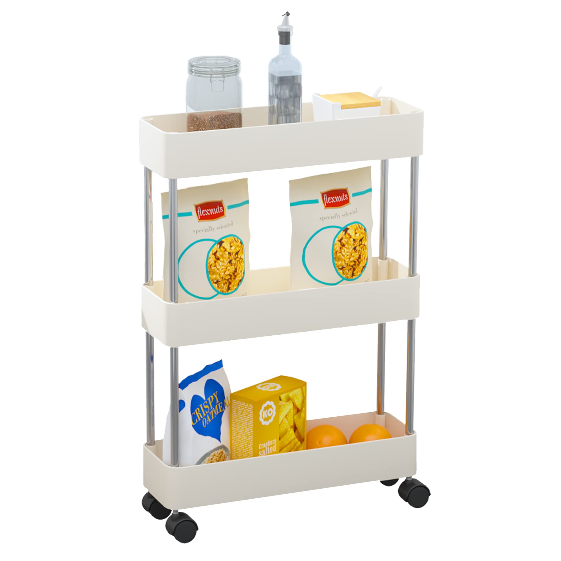 Buy JIUYOTREE 3Tier Slide Out Storage Trolley, Slim Storage Cart
