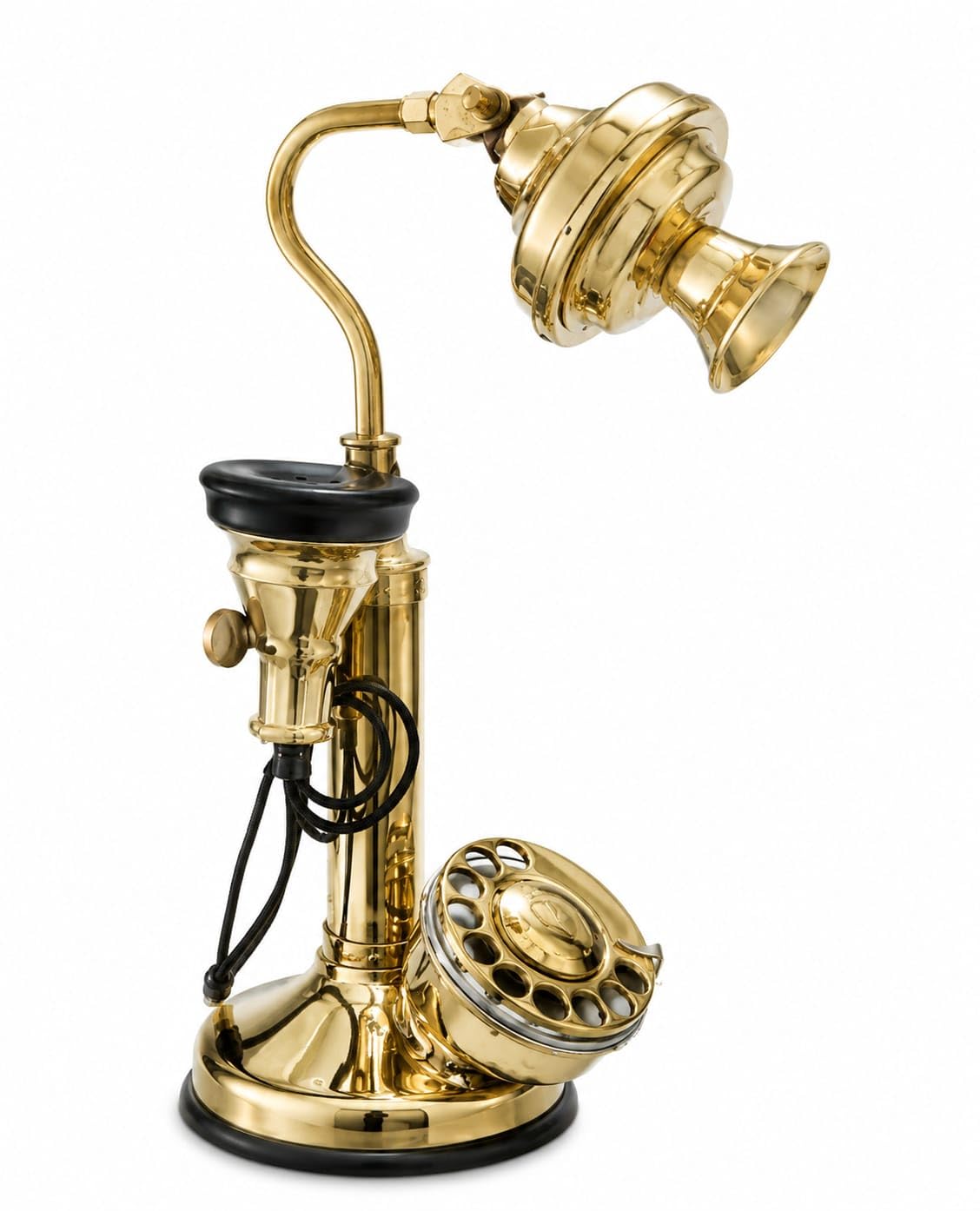 Vintage Brass Candlestick Telephone | Handmade Antique Table Lamp | Industrial Steampunk Home Décor | Unique Gift-image-31