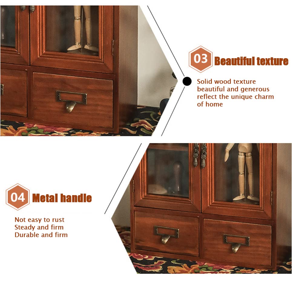 KUAIYU Vintage Counter Top Wooden Storage Cabinet 12 "x4.7" x14" Table Storage Cabinet - Hanging Cabinet - Food Pantry - Wooden Storage Cabinet with Door - Kitchen Floating Shelf Cabinet (Pine)