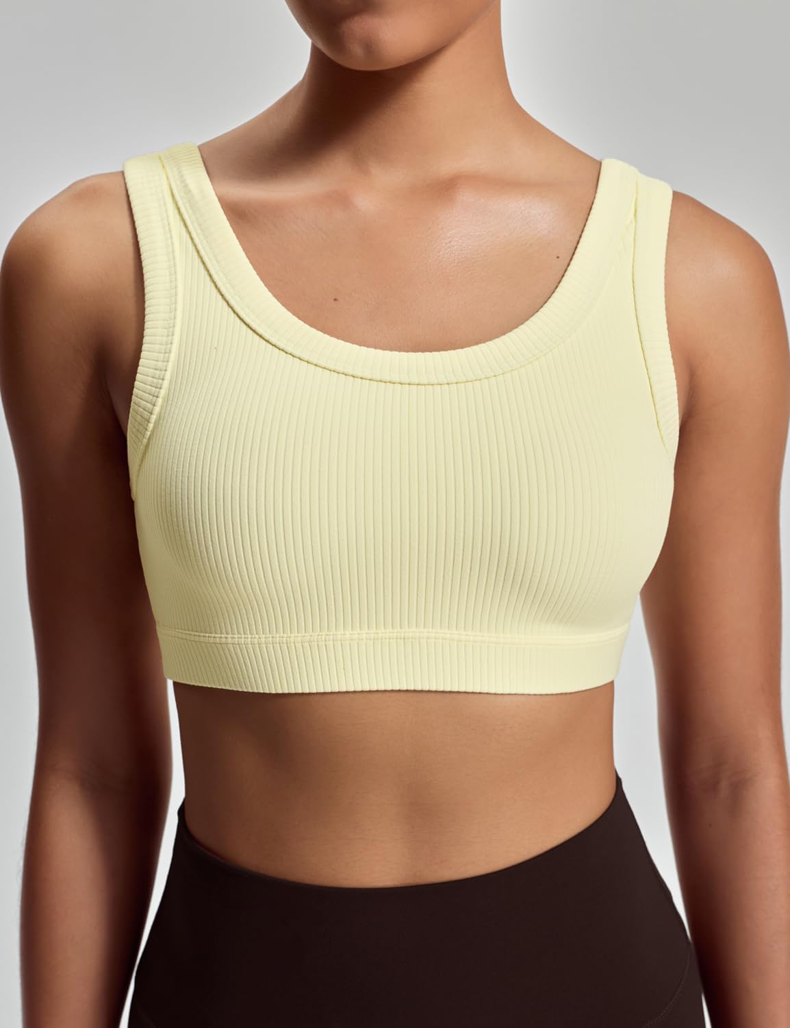 HeyNuts Ribbed Sports Bras for Women, U Back Wireless Medium Impact Workout Yoga Tops Padded with Built in Bras A-D Cups - Image 2