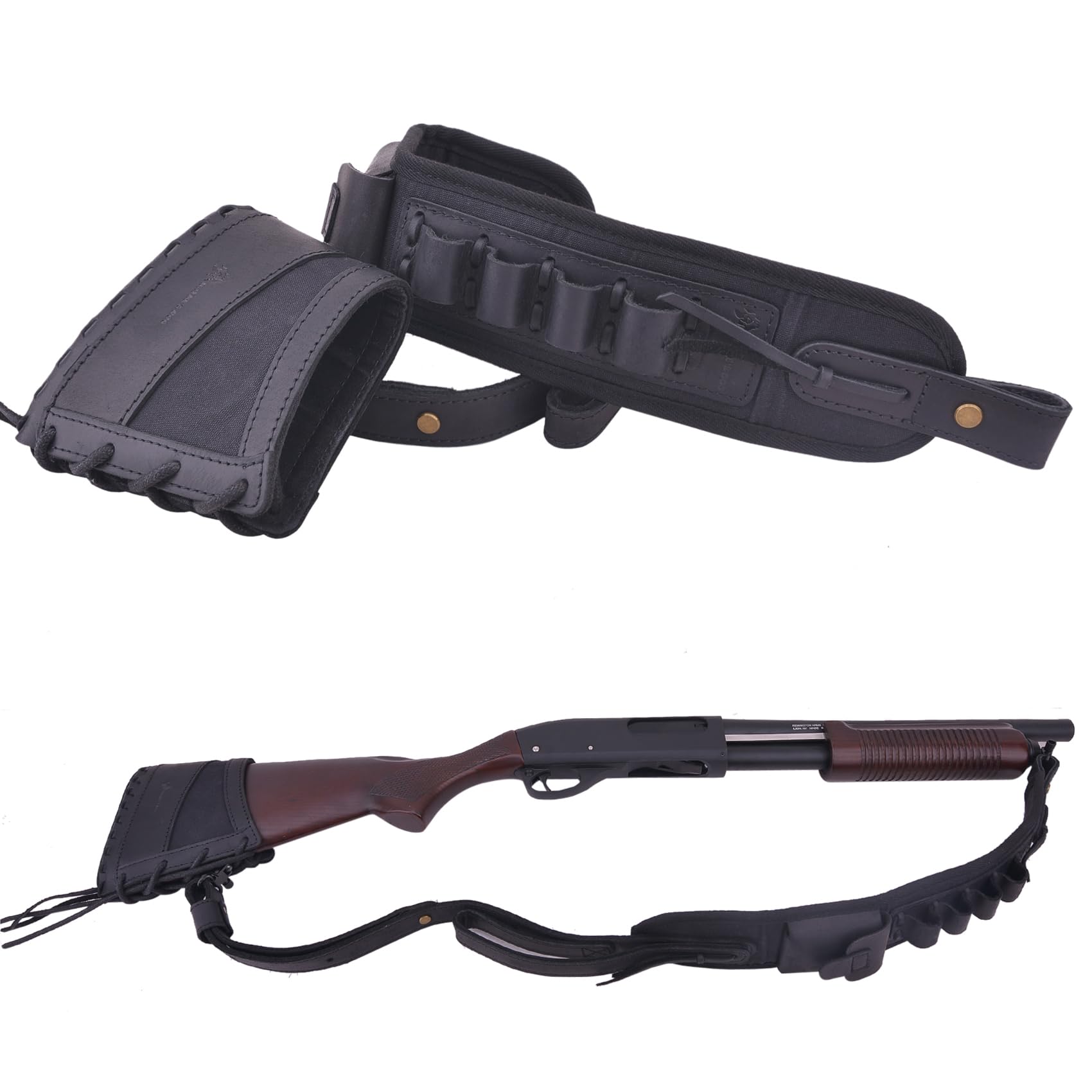Handgefertigtes Leder Schrotflinte Recoil Pad mit Sling Shotshell Halter für 12GA 16GA 20GA