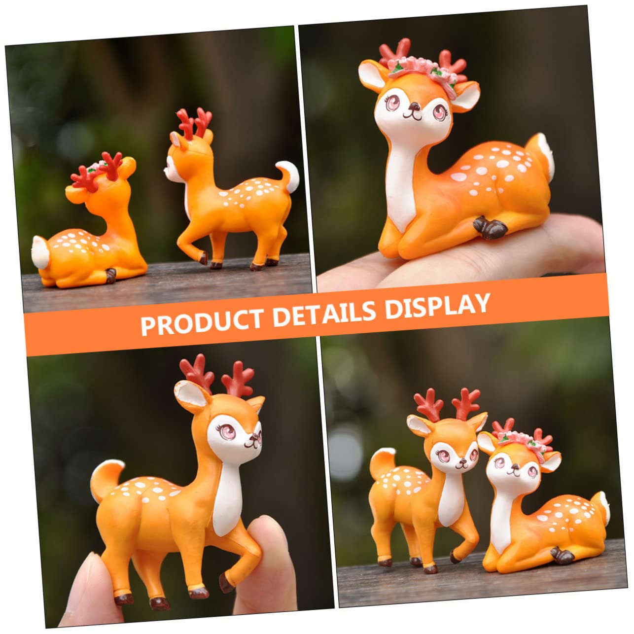 Amosfun 20stücke Cartoon Rehkitz Figuren Niedliche Tierornamente Für Cake Und Party-Dekoration REH Miniaturen Für Mikrolandschaften Und Pflanzgefäße