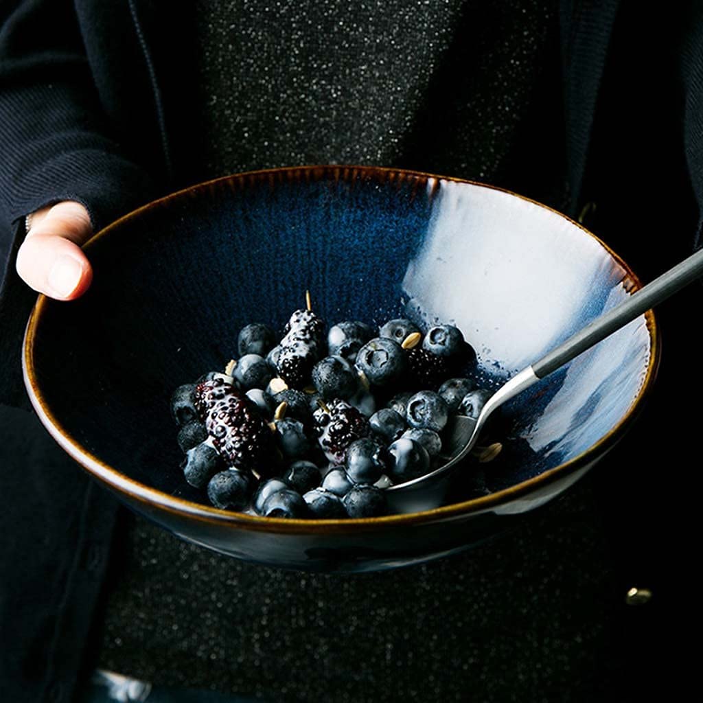 WOTZOV Bowl Household Rice Bowl Ramen Bowl Tableware Ceramic Fruit Salad Bowl Large Ramen Bowl Soup Bowl Take Home