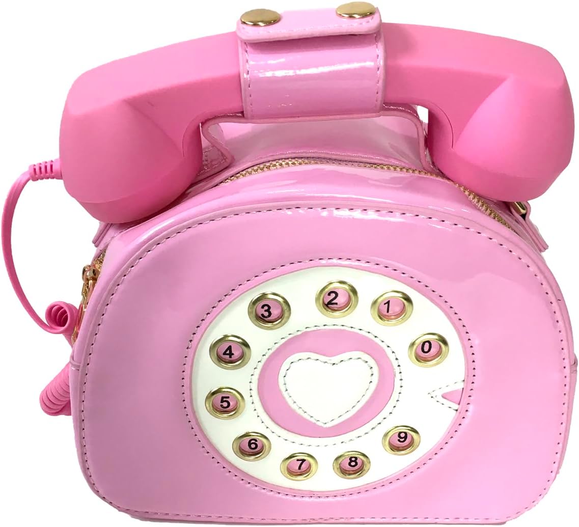 Ring Me Retro Rotary Phone Crossbody Handset Works!, Bubble Gum Pink