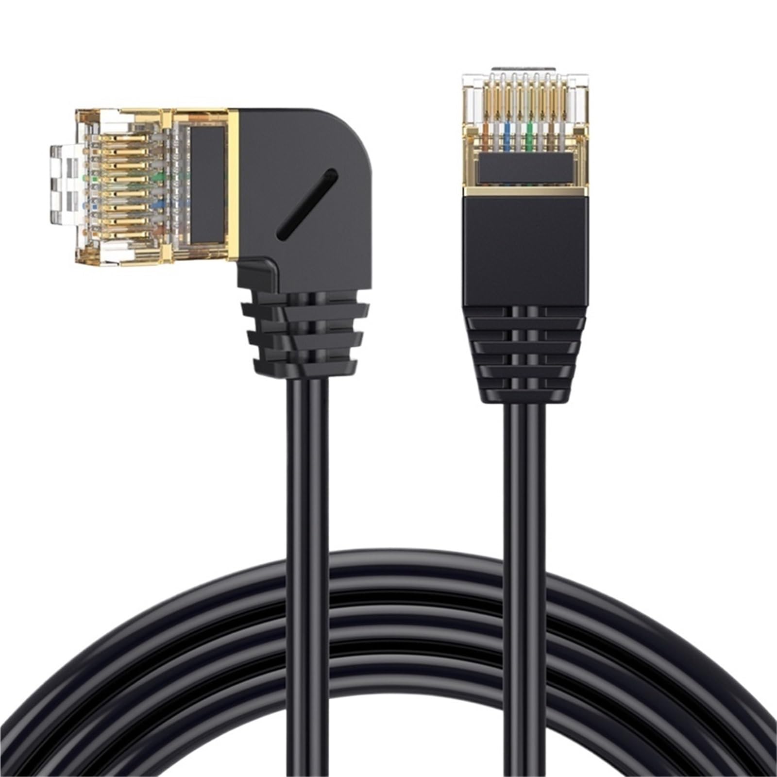 Ultra cienki kabel Ethernet Cat8 SFTP 40 Gbit/s Cat 8 RJ45 sieciowy LAN, zakrzywiony 90 stopni w górę i w dół kabel internetowy RJ 45 Ethernet, 0,25 m – 3 m (lewy kątowy, 1,8 m)