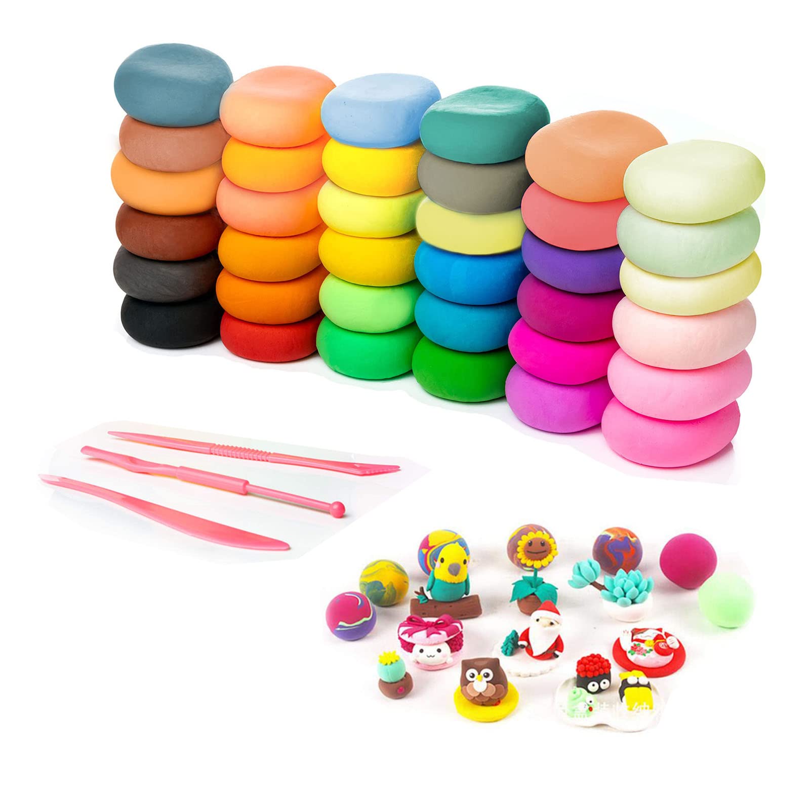 HBSTUDIO Air Dry Clay,DIY Creative Modeling Clay,Light DIY Clay with Tools for Art Crafts,Best Gift for Kids(36 Colors)