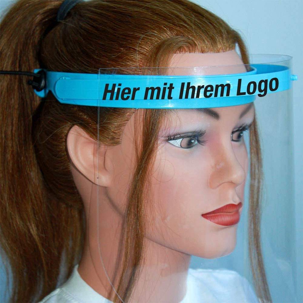 6 Pieza - Transparente Protección del Rostro Gesichtsvisier de Plástico - con Propio Logo Tamaño 20 Pieza, Color Eigenes Logo