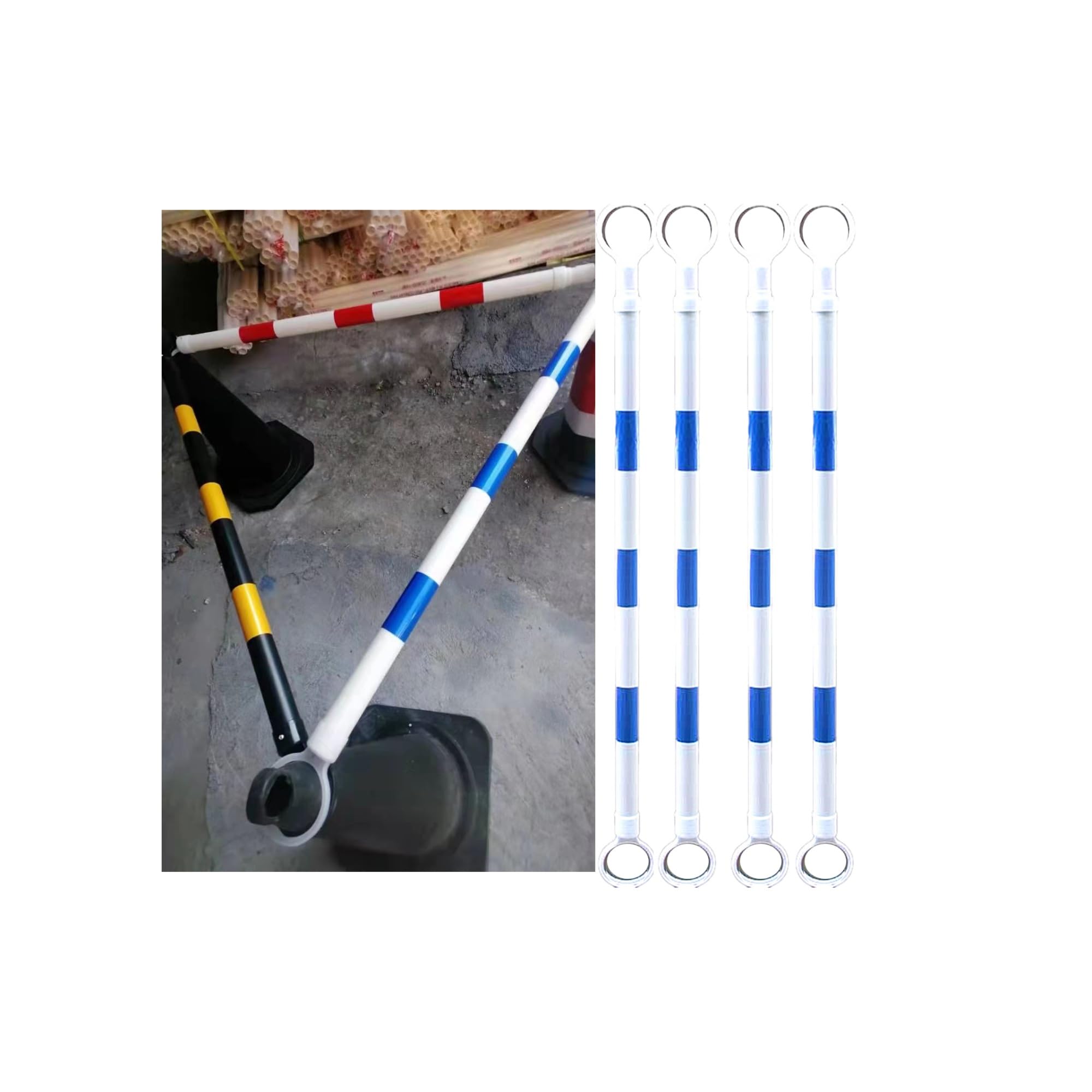SGKOMN Expandable 3ft-6ft Retractable Safety Cone Barrier - Yellow Traffic Crossbar for Road Parking, Blue 1.25m-2m(4.1ft-6.56ft)-20PCS