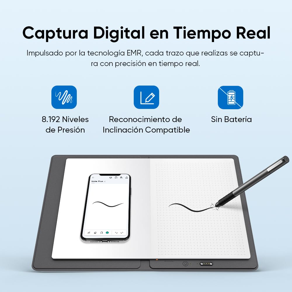 XPPen Note Plus Bluetooth 5.3 Notebook Inteligente A5 Hoja con 8192 Niveles de Presión para Estudiar Tomar Notas y Dibujar Compatoble con Android, iOS