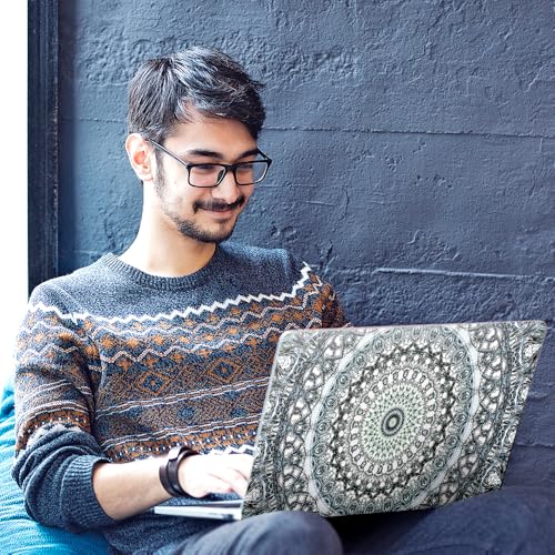 Image of Galaxsia Mandala Design Top+Wrist Pad Vinyl Laptop Skin /Sticker /Cover Upto 15.6 Inches Laptops Laminated-Removable-HD Quality Compatible for Hp-Dell-Sony-Lenovo-Asus etc.(15x10 Inches)
