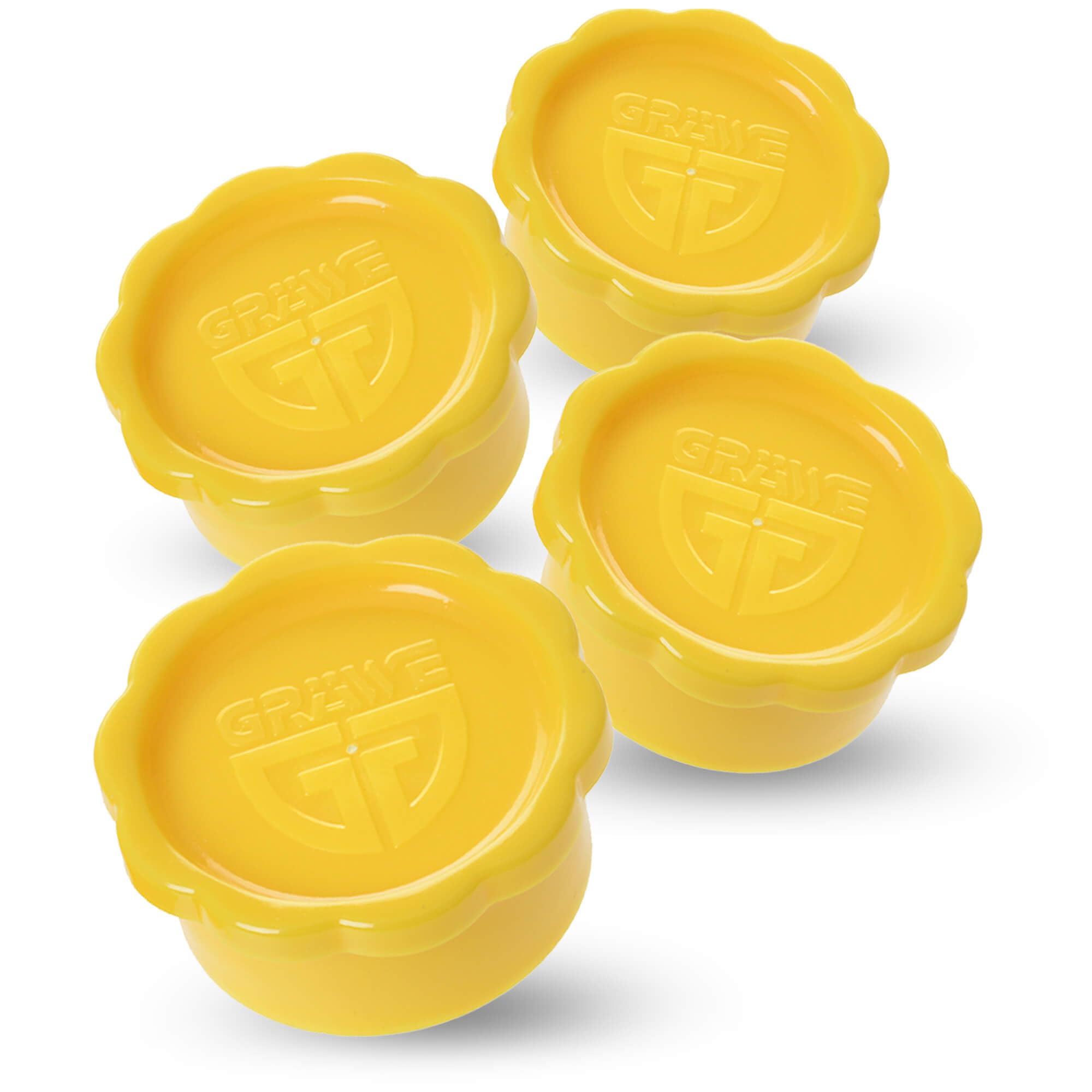 GRÄWE Lids for Sodastream Glass Bottles Penguin and Crystal, Set of 4 Bottle Lids, Completely Tight Lid, Yellow