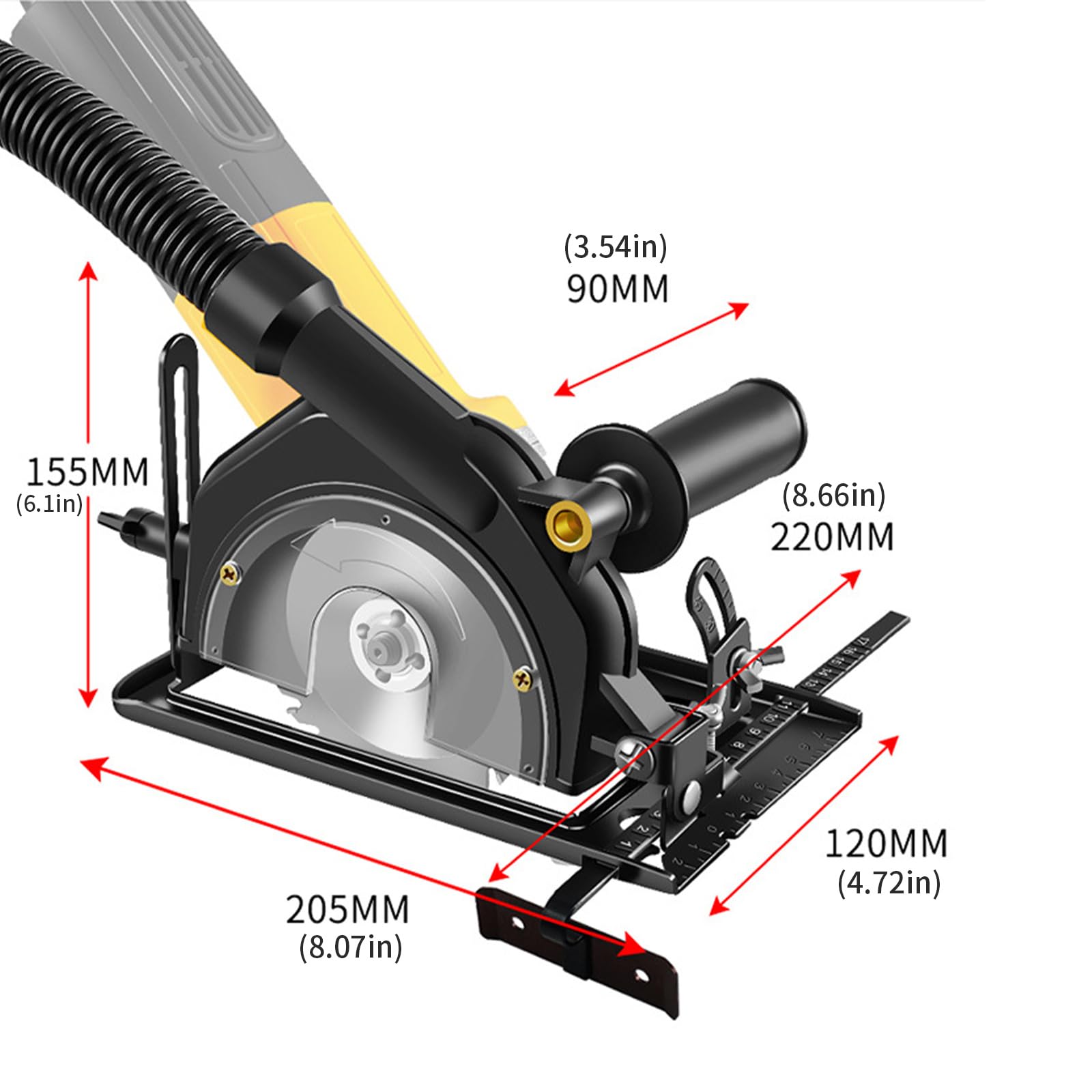 Soporte de aluminio para amoladora en ángulo mejorado, soporte deslizante adecuado para accesorios