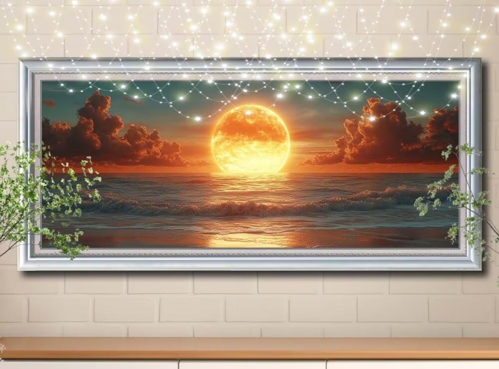 5D DIY zestaw do malowania diamentowego zachód słońca, plaża, diament, kryształowy ścieg krzyżykowy do dekoracji domu, pełny zestaw do malowania diamentowego, puzzle diamentowe rzemiosło dla dorosłych