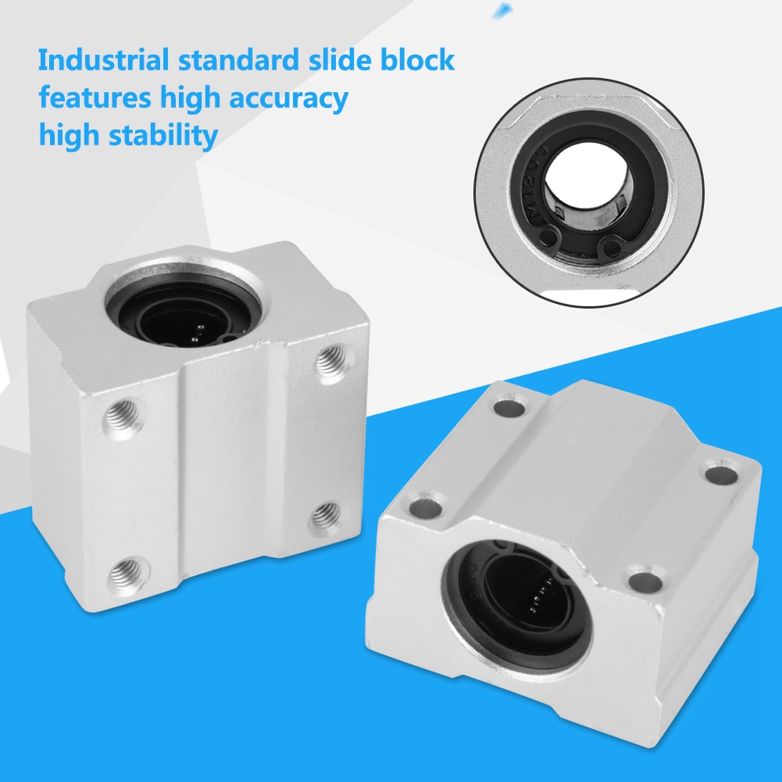 Bloc de glissière à roulement linéaire, 4 pièces/ensemble SCS12UU Bloc de glissière à roulement à billes en aluminium à mouvement linéaire Diamètre intérieur 12 mm Largement utilisé dans les outils él