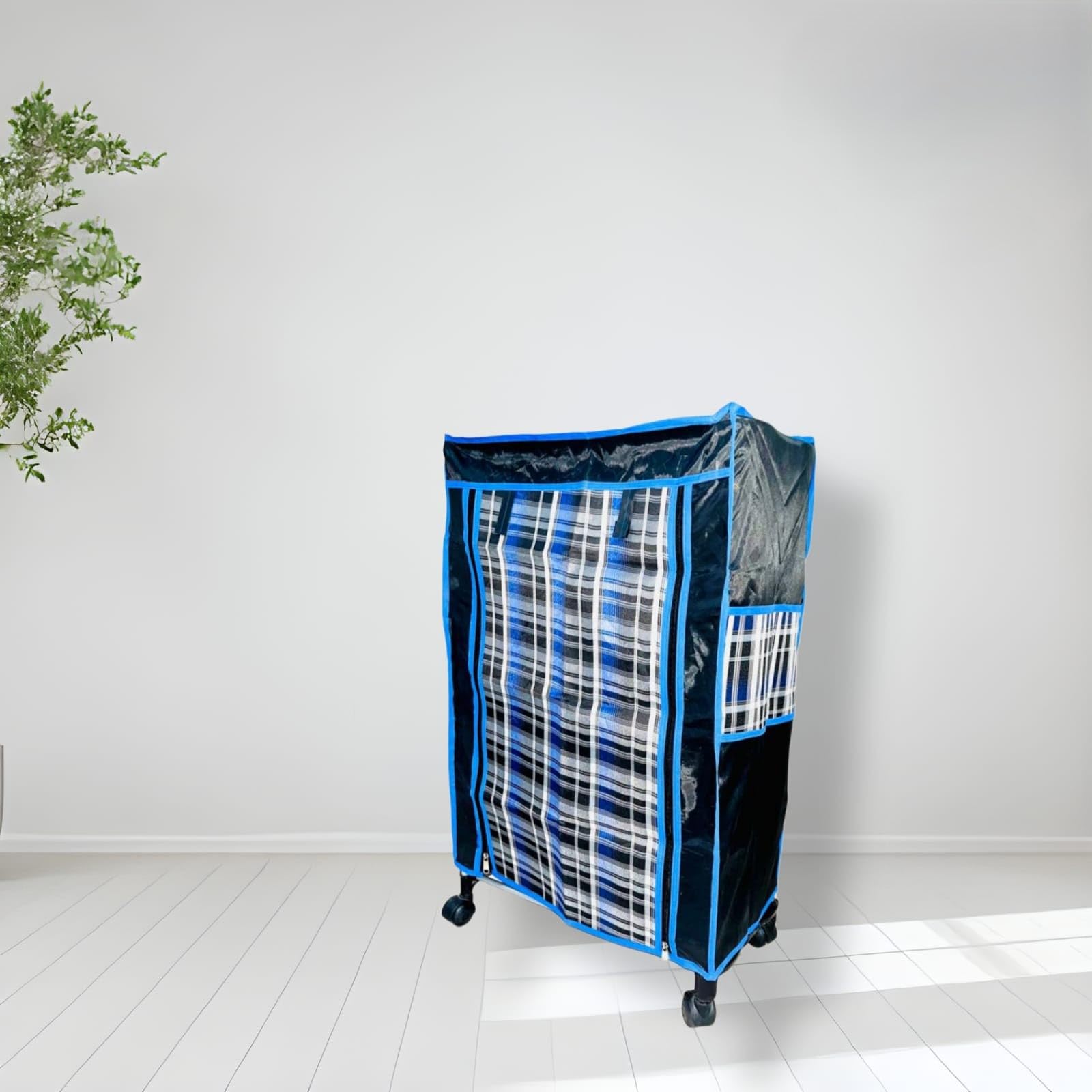 Multicolor Shoe Rack Cover only, 4 Shelves Cover with Zipper Door & Side Pocket | Dustproof | Only 4 Layer H-81.28 cm × L-58.42 cm × W-30.48 cm (Blue)-image-28