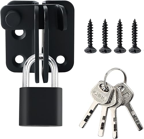 Alise MS3001B-SET - Juego de pestillos de puerta con candado, pestillo de perno deslizante, cerradura de seguridad para gabinete de granero, jaula