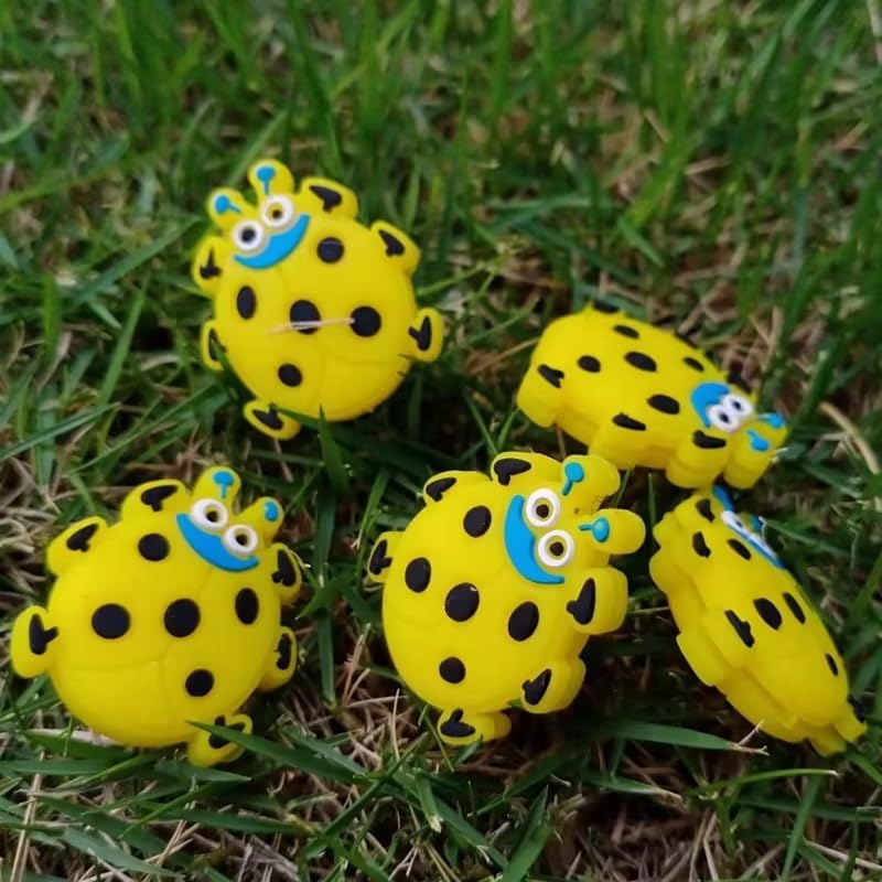 Jinshining Yellow Ladybug Insects Tennis Racket Vibration Dampener Soft Silicon Racket Dampener Cartoon Shape Tennis Racquet Shock Absorbers Tennis Racket for Racquetball