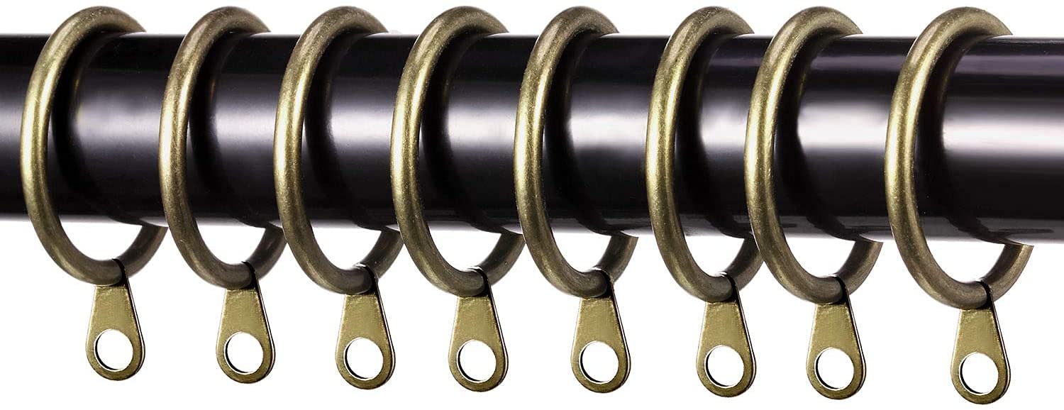24 Anelli Per Tende In Metallo Con Ganci – Diametro 3 Cm, Colore Ottone, Antiruggine, Per Tende Plissettate E Da Doccia