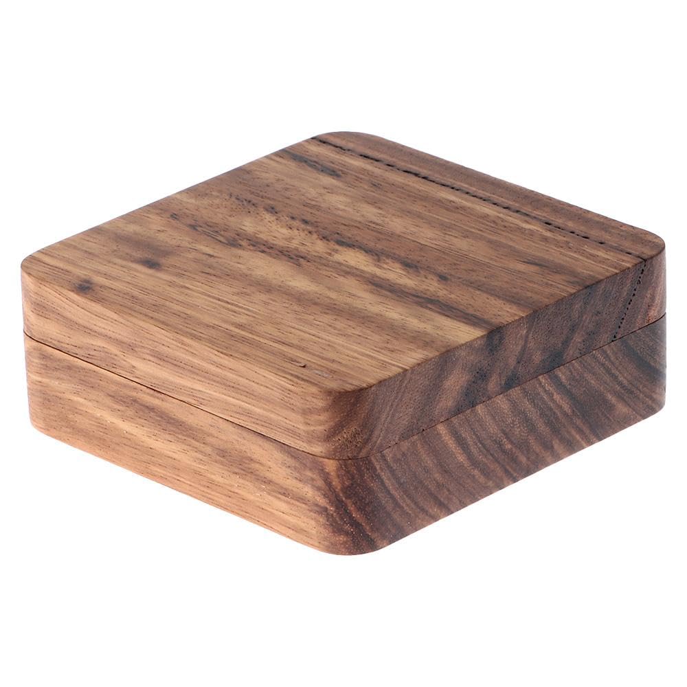 Risedot Coin Storage Case Women Coin Presentation Practical Walnut Wood Collector Challenge Coin, Brown - Image 2