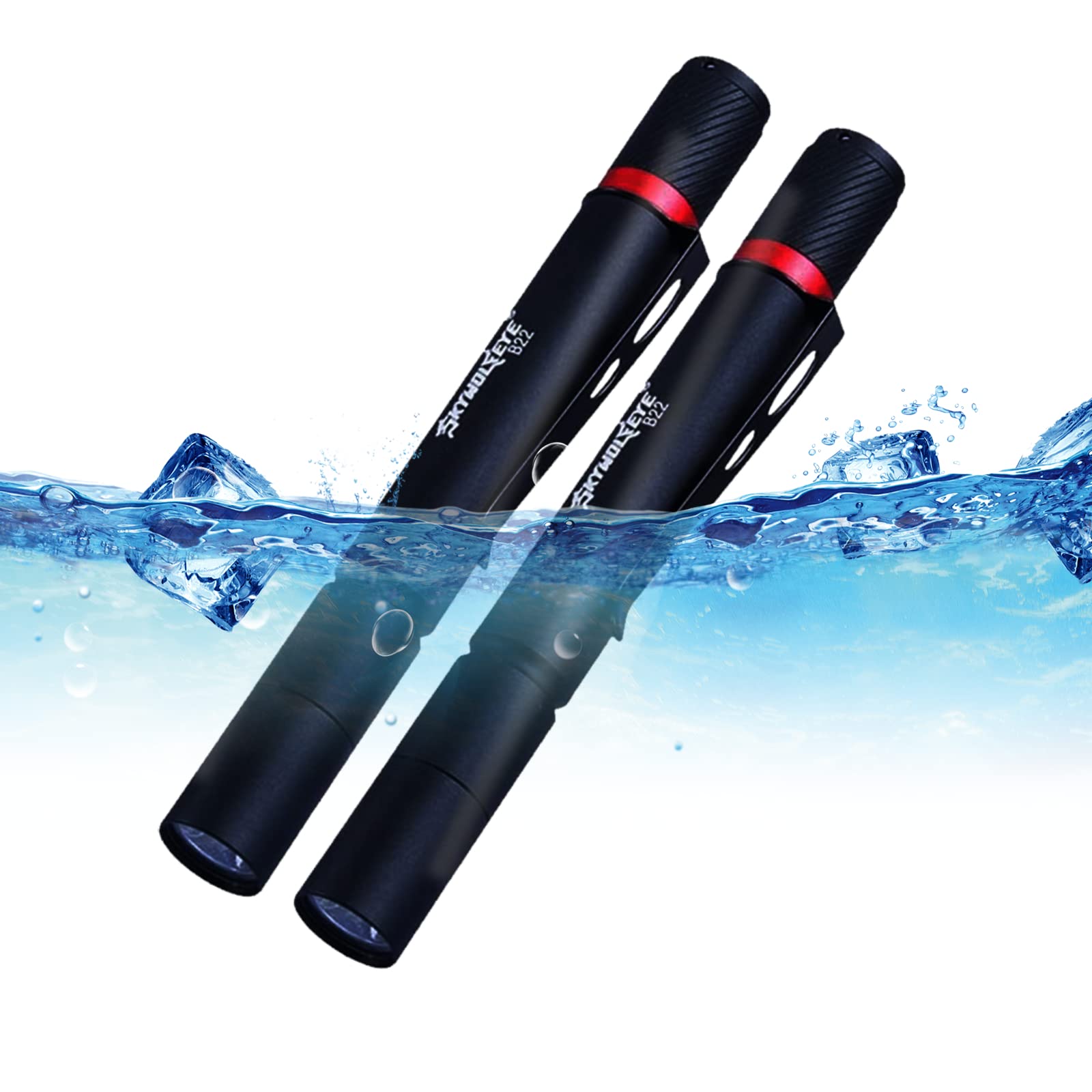 CASTNOO2 Pack LED Pen Flashlight, 3 Modes Pen Lights, Medical Penlight with Clip, IP67 Waterproof Small Mini Pen Light, Pocket Flashlight for Inspection