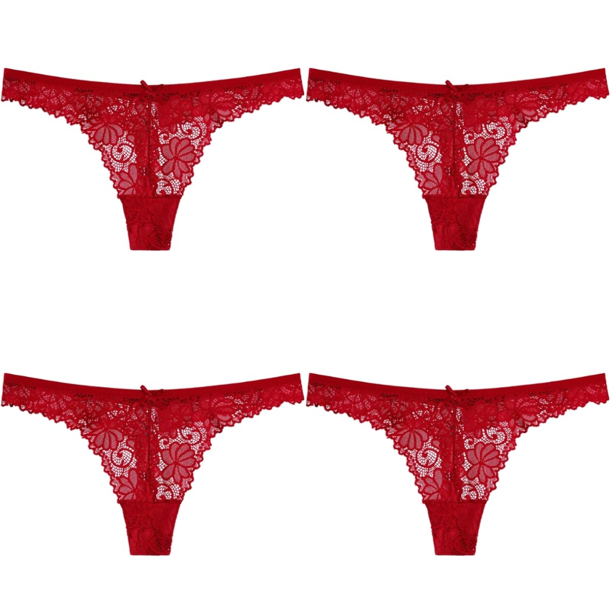 Women's Red High Rise Silky Lace Sexy Floral Panties Thong Knickers Underwear (As8, Numeric, Numeric_6, Numeric_8, Regular, Regular, )