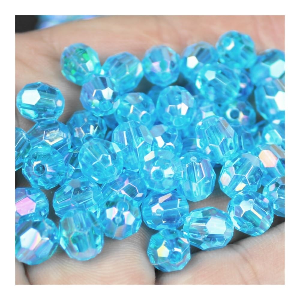 500 cuentas acrílicas transparentes deslumbrantes de 6/8/10 mm para joyería de moda, bricolaje, bolsas de cuentas (azul, 6 mm)