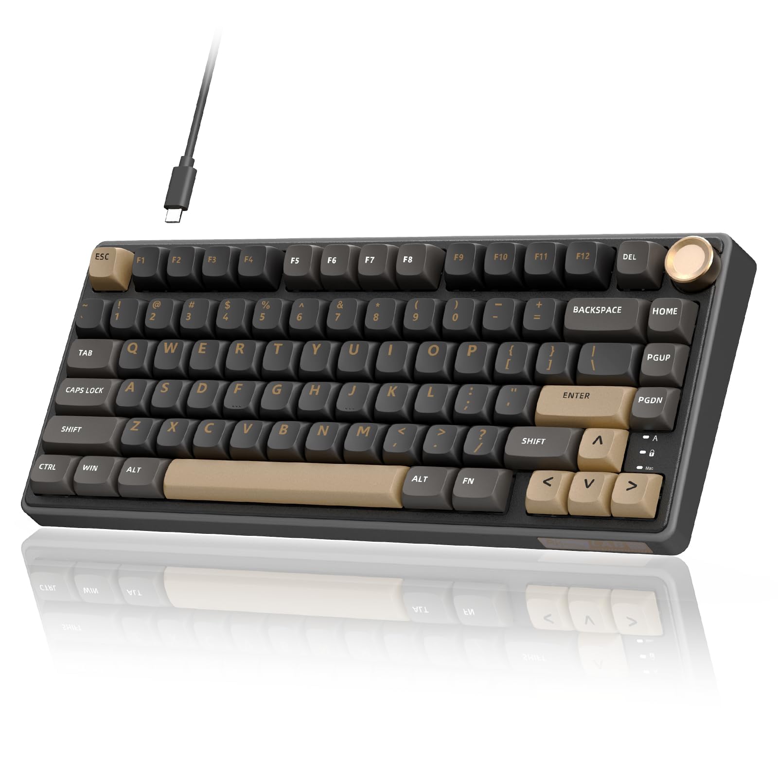 RK ROYAL KLUDGE R75 Wired Mechanical Keyboard with Volume Knob, 75% Mechanical Gaming Keyboard Gasket Mount, Hot Swappable Silver Switch, MDA Profile PBT Keycaps, Creamy Keyboards, Black