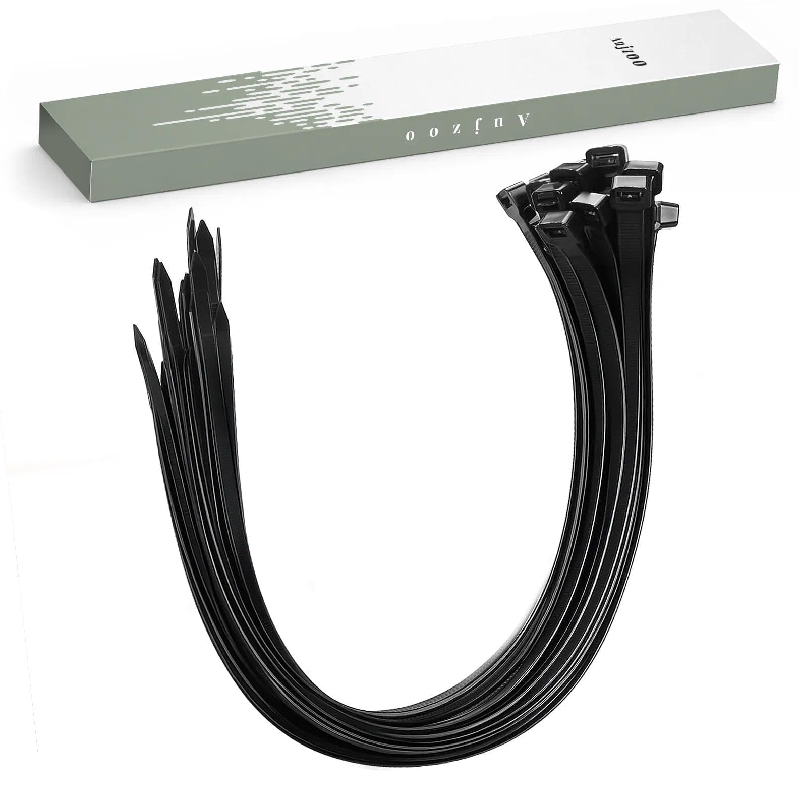 Aujzoo Black Cable Ties 300Mm×3.6Mm Zip Ties Wraps 40Pcs Heavy Duty Strong Nylon Premium Self Locking Tensile Strength 40Lbs 12 Inch/30 Cm
