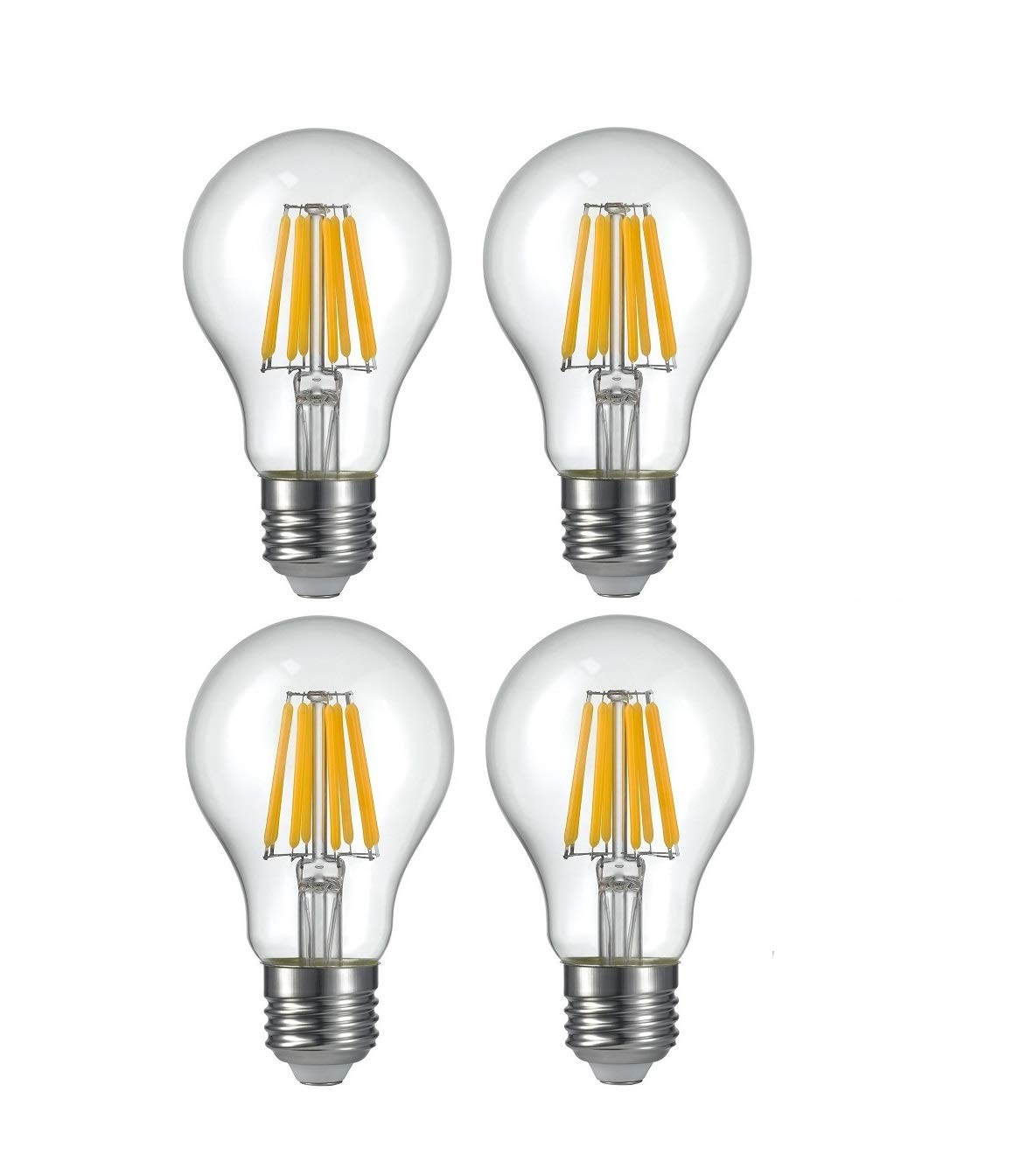 Fulight(4-Pack) LED Filament Bulb A19 6W 750lm Soft White 2700K with E26 Medium Base to Replace 60W-80W Tungsten Incandescent Bulbs