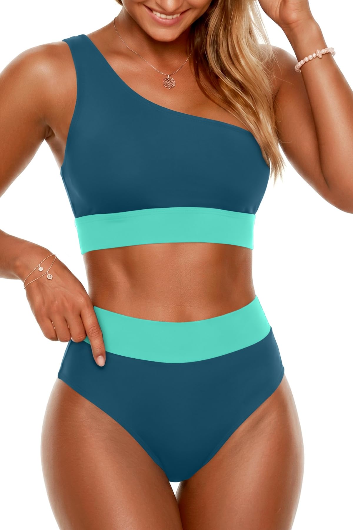 Holipick One Shoulder High Waisted Bikini