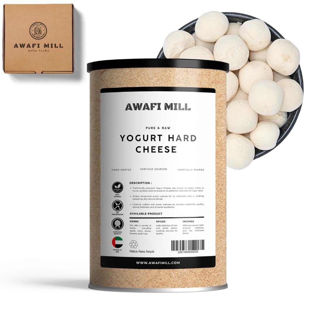 AWAFI MILL Yogurt Hard Cheese Stone Laban Kishk | Natural Qorot Kurut Hard Cheese | Hand Made - Central Asian Delight | Authentic Artisanal Culinary Treasure (Pack of 250 Gram)