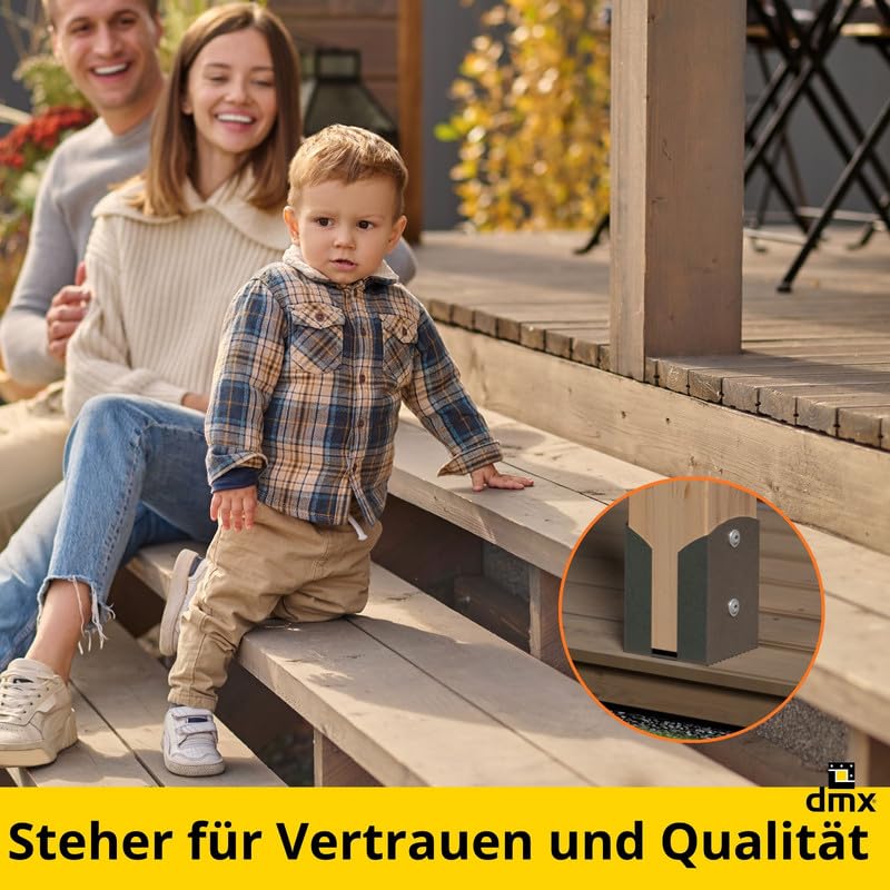 U Pfostenträger aufschrauben 4er Set - Aufschraubhülse - Anker - Pfostenanker 90x90 - Pfostenhalter - Pfostenschuhe - Stützenfuß - Zaunpfosten - Stützenschuh - Holzbalken - Betonanker