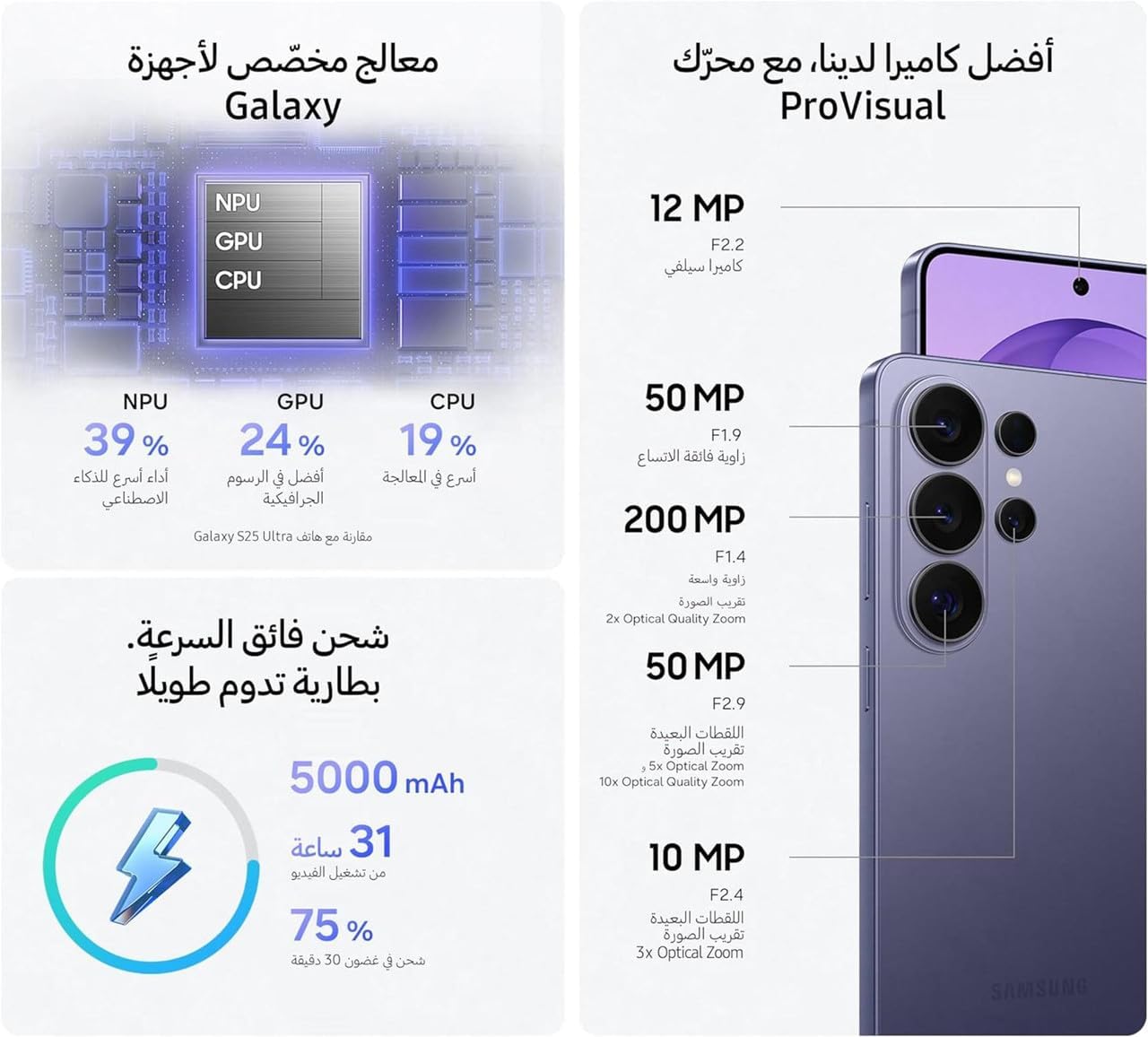 Smart | Samsung Galaxy S26 Ultra Violet, 256GB Storage, AI Pho... - view 2