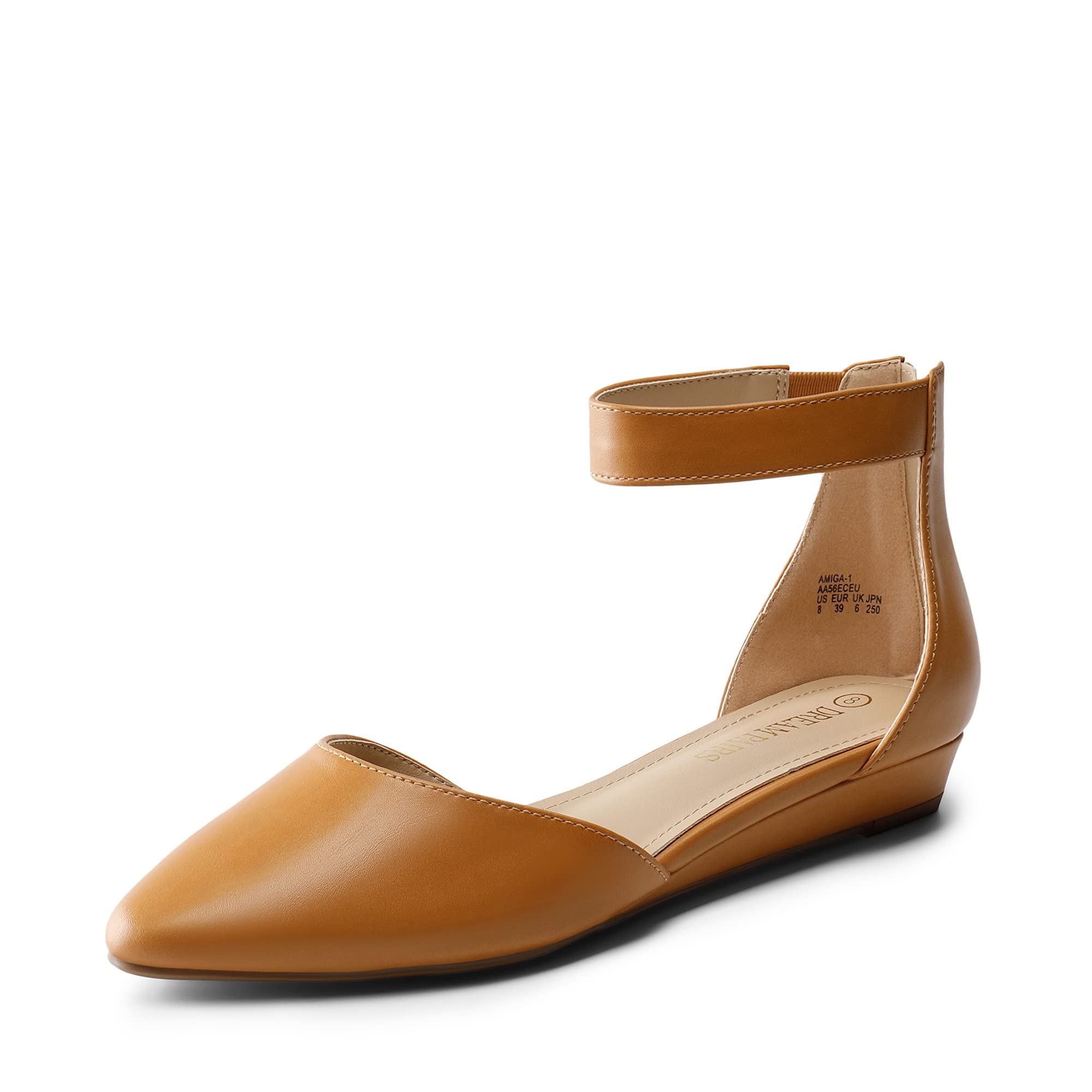 DREAM PAIRS Women's Low Wedge Round Toe Ankle Strap Dress Comfortable Casual Flats Shoes