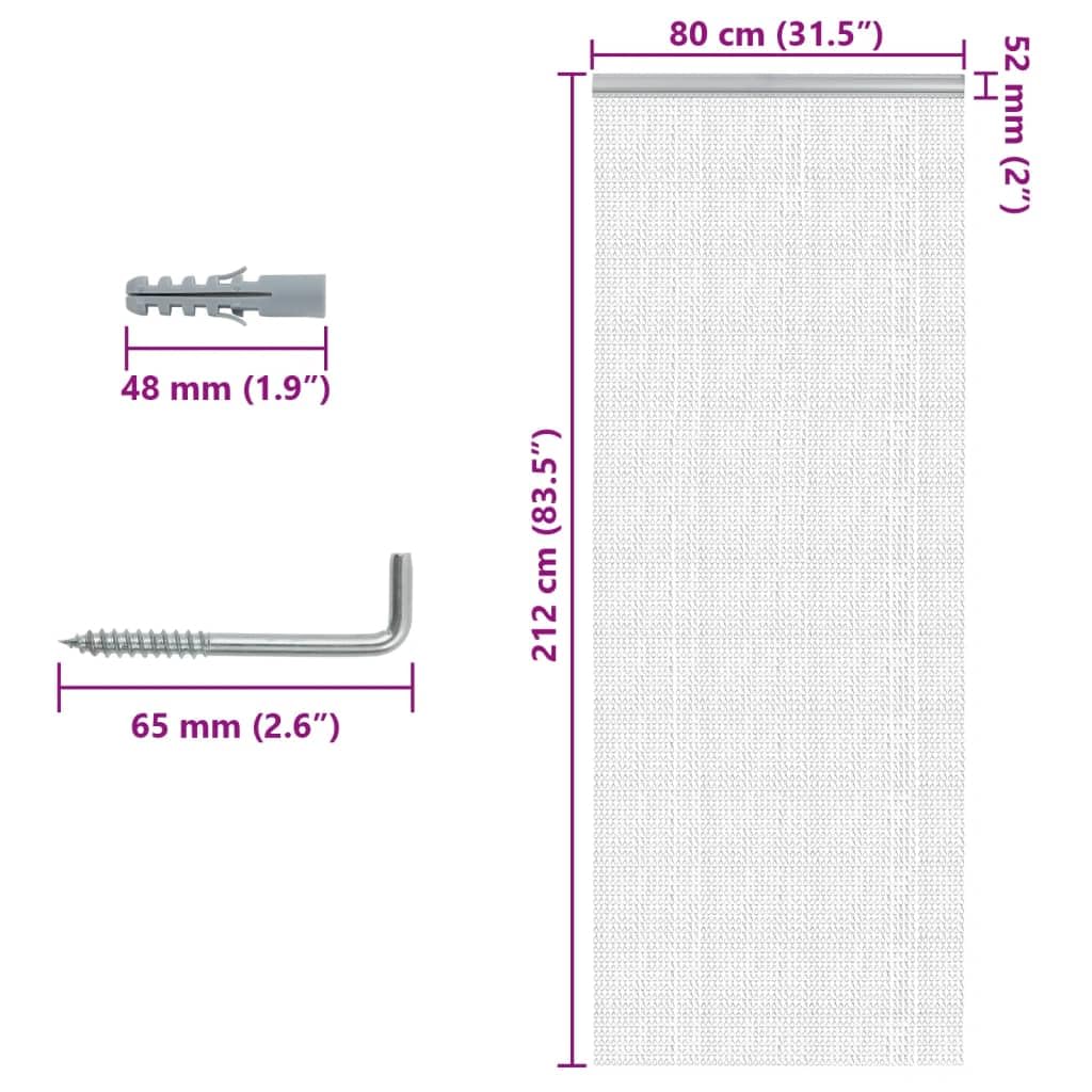 Kettenvorhang, Aluminium Türvorhang 80x212 cm für Insektenschutz