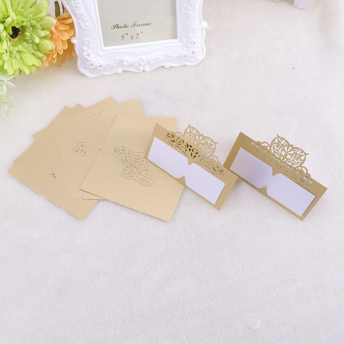 MAGICLULU 150stücke -cut Floral Platzkarten Für Hochzeiten Elegante Tischkarten Zur Namensbeschriftung Für Bankette Und Feierlichkeiten Goldfarben Für Hochzeitsdeko Und Veranstaltungen