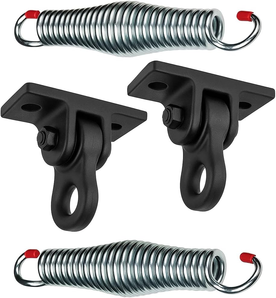 Black 2 Hole Aluminum Hangers and Springs Porch Swing Hanging Kit