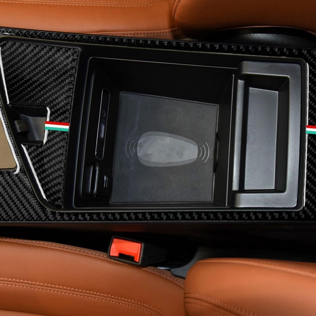Carbon Fiber Car Accessories Decoration Cover Sticker Trim Compatible with Alfa Romeo - Giulia 2017-2019. (Glove Box Storage Frame 03, 2017-2019 Italian Color)